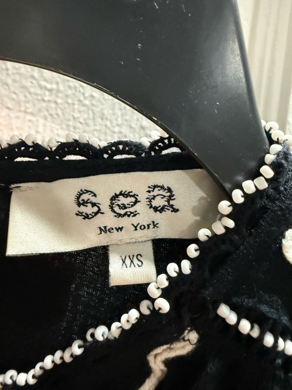 Sea New York Black Blouse with White Floral Embroidery - Picture 3 of 3